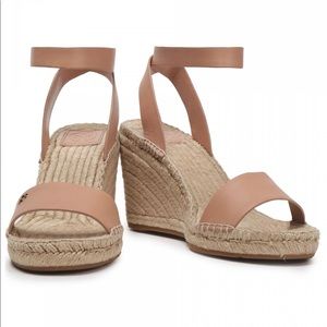 Tory Burch strap wedges with blush nude straps